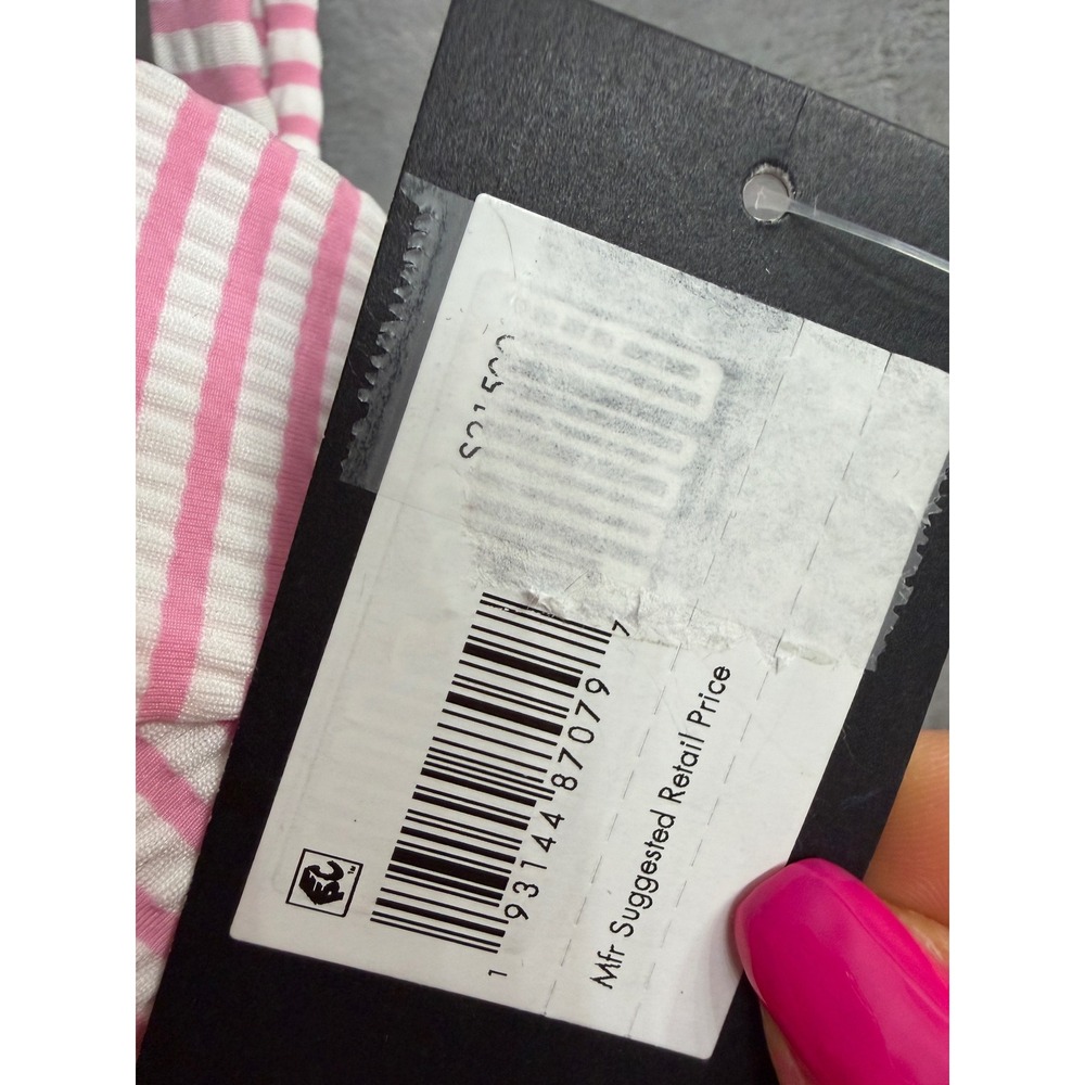Kate Spade Pink White Seersucker Stripe Underwire Balconette Bikini Top Sz XL - Picture 7 of 9
